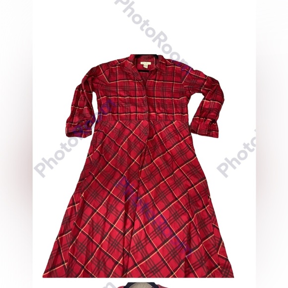 Eddie beuer plaid  cotton blend midi dress button front long sleeves holiday - Picture 15 of 15